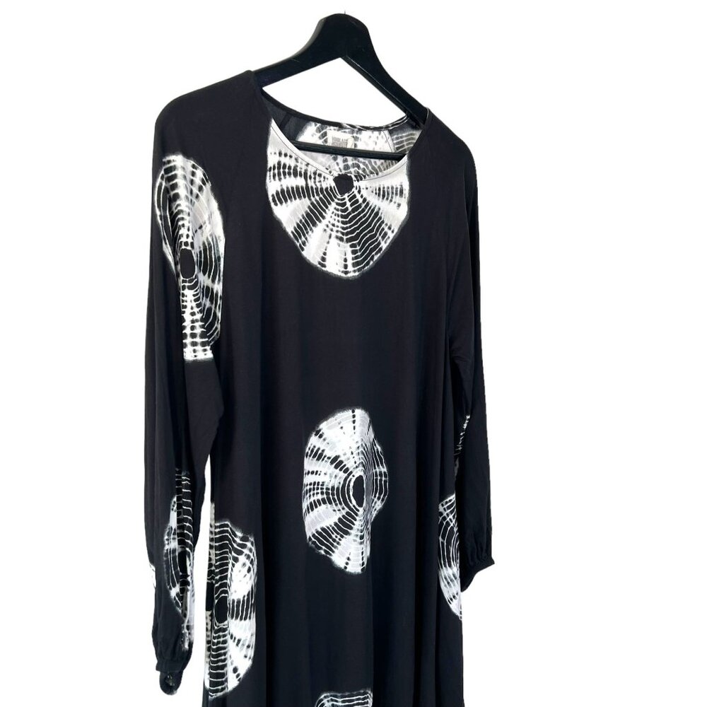 Norblack Norwhite Ayana Black White Tie Dye Long Sleeve Maxi Dress Small - Picture 2 of 10